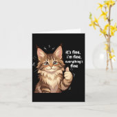 Maine Coon Cat Meme It's Fine I'm Fine Everything' Kaart (Gele Bloem)