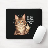Maine Coon Cat Meme It's Fine I'm Fine Everything' Muismat (Met muis)