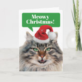 Maine Coon Cat- Meowy Christmas Happy Mew Year Feestdagen Kaart (Voorkant)
