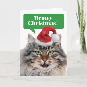 Maine Coon Cat- Meowy Christmas Happy Mew Year Feestdagen Kaart