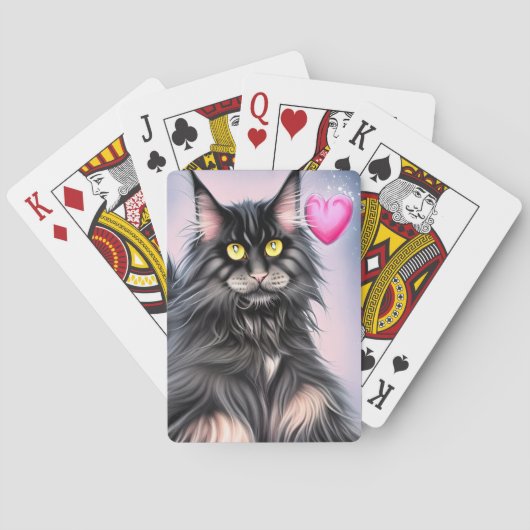 Maine Coon Cat met een hartverwarmende Valentijnsd Pokerkaarten (Achterkant)
