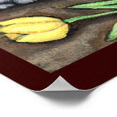 Maine Coon Cat met Tulps Art Print (Hoek)