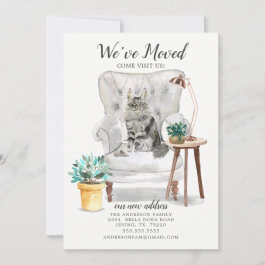 Maine Coon Cat Moving Announement Aankondiging (Voorkant)
