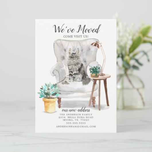 Maine Coon Cat Moving Announement Aankondiging (Staand voorkant)