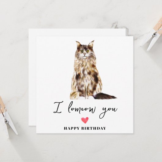 Maine Coon Cat Mum Puppy Pets Birthday Kaart (Voorkant / Achterkant in situ)
