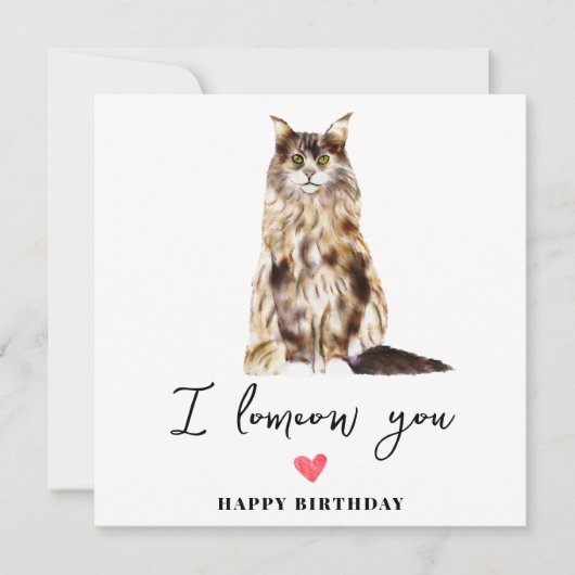 Maine Coon Cat Mum Puppy Pets Birthday Kaart (Voorkant)