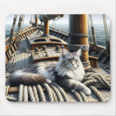 Maine Coon Cat Op Een Schip Deck Muismat (Voorkant)