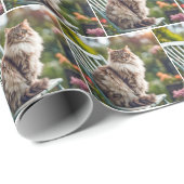 Maine Coon Cat Op Stoel Cadeaupapier (Rol Hoek)