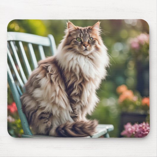 Maine Coon Cat Op Stoel Muismat (Voorkant)