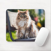 Maine Coon Cat Op Stoel Muismat (Met muis)