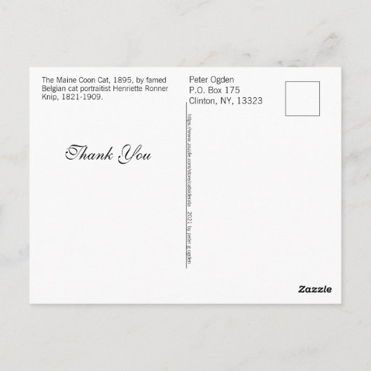  Maine Coon Cat Painted Portret Hartelijk dank Briefkaart (Achterkant)