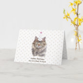 Maine coon Cat party pet viert verjaardag Kaart (Gele Bloem)