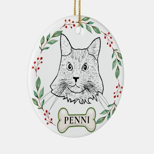 Maine Coon Cat Personalized Keramisch Ornament (Rechts)