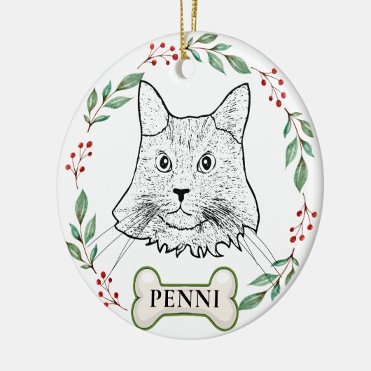 Maine Coon Cat Personalized Keramisch Ornament (Links)