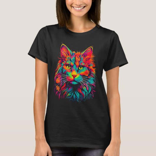 Maine Coon Cat Pop Art T-shirt (Voorkant)
