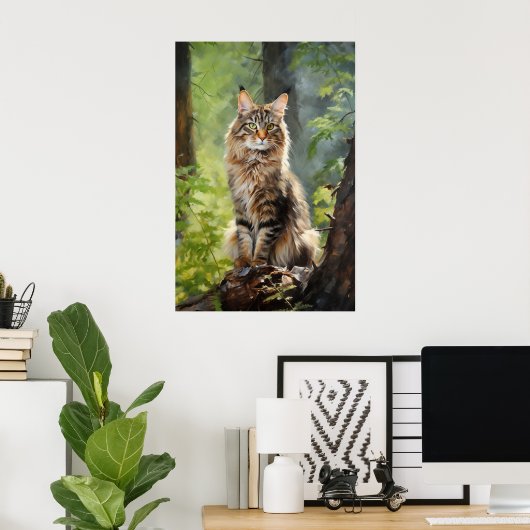 Maine Coon cat Poster (Thuiskantoor)