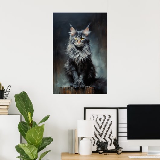 Maine Coon cat Poster (Thuiskantoor)