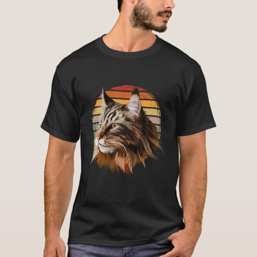 Maine Coon Cat  Retro T-shirt (Voorkant)