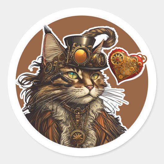 Maine Coon Cat Ronde Sticker (Voorkant)