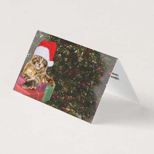 Maine Coon Cat Santa & Gifts Kerstmis Achter Kaart (Voorkant)