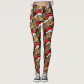 Maine Coon Cat Santa & Gifts Kerstmis Achter Leggings (Voorkant)