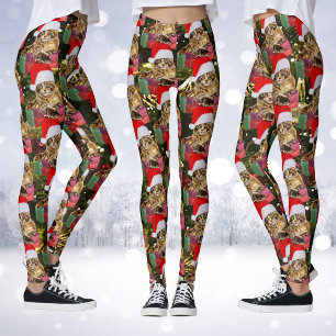 Maine Coon Cat Santa & Gifts Kerstmis Achter Leggings