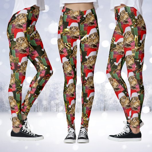 Maine Coon Cat Santa & Gifts Kerstmis Achter Leggings