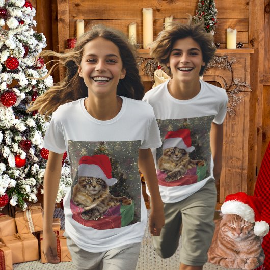 Maine Coon Cat Santa & Gifts Kerstmis Achter T-shirt