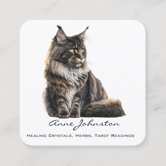 Maine Coon Cat Square Visitekaartje (Voorkant)