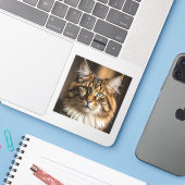 Maine Coon Cat Sticker (Laptop met iPhone)