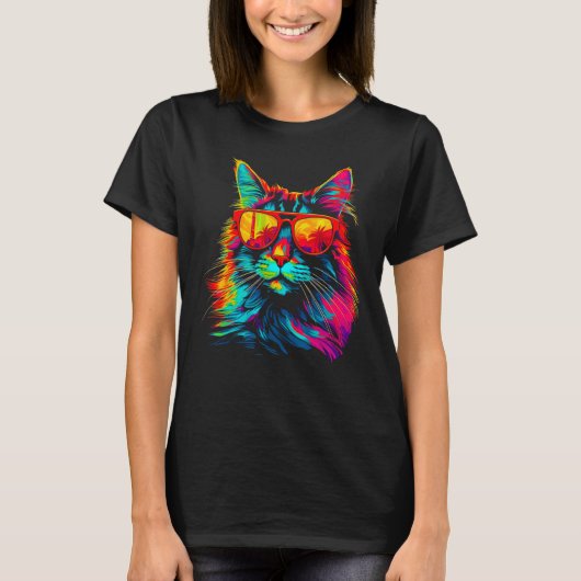 Maine Coon Cat Sunglasses T-shirt (Voorkant)
