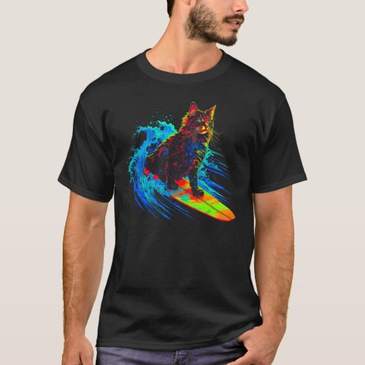 Maine Coon Cat Surfing T-shirt (Voorkant)