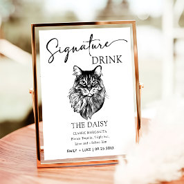 Maine Coon Cat Trouwhandtekening Drink Teken Poster