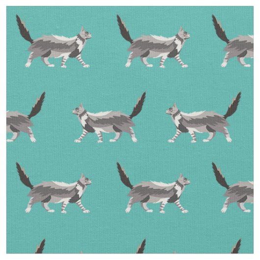 maine coon cat turquoise stof (Close Up)
