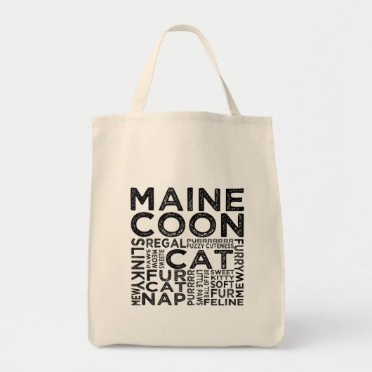 Maine Coon Cat Typografie Tote Bag (Voorkant)