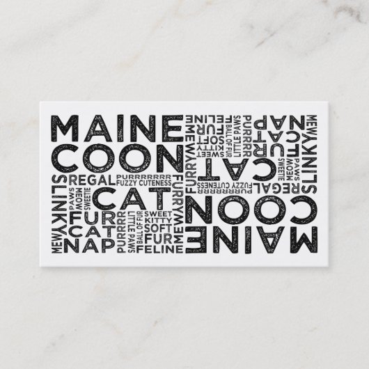 Maine Coon Cat Typografie Visitekaartje (Voorkant)