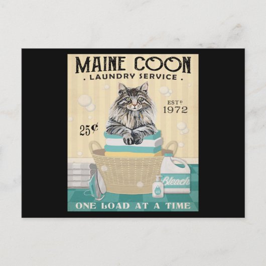 Maine Coon Cat Wasmachine Bedrijf 2 Briefkaart (Voorkant)