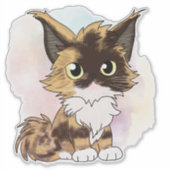Maine coon cat watercolor sticker (Voorkant)
