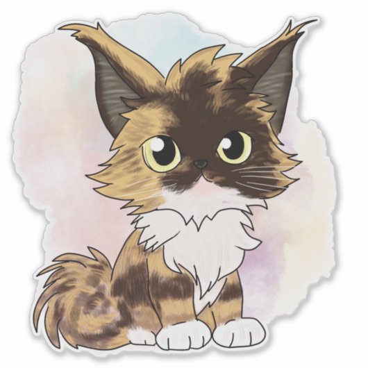 Maine coon cat watercolor  sticker (Voorkant)