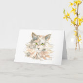 Maine Coon Cat Waterverf kaart (Gele Bloem)