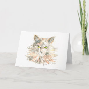 Maine Coon Cat Waterverf kaart