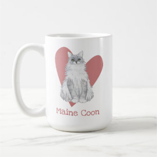 Maine Coon Cat Waterverf Kat Roze hart Koffiemok