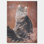 Maine coon cat with flowers art by Renee Magneet (Voorkant)