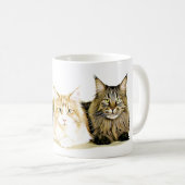 Maine Coon Cats Kittens, Modern Cat Art Coffee Mok (Voorkant rechts)