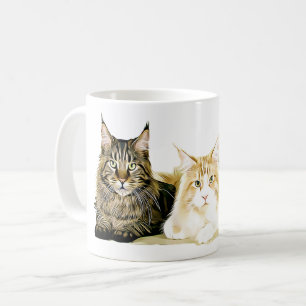 Maine Coon Cats Kittens, Modern Cat Art Coffee Mok