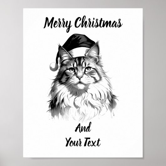 Maine Coon Christmas Poster Instant Download (Voorkant)