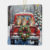 Maine Coon Christmas Red Truck Holiday Keramisch Ornament (Links)