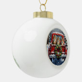 Maine Coon Christmas Red Truck Holiday Keramische Bal Ornament (Links)