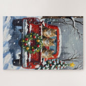 Maine Coon Christmas Red Truck Holiday Legpuzzel (Horizontaal)