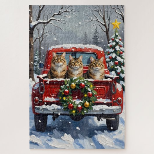 Maine Coon Christmas Red Truck Holiday Legpuzzel (Verticaal)